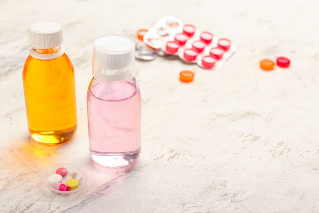 cough and cold OTC medicine bottles and capsules