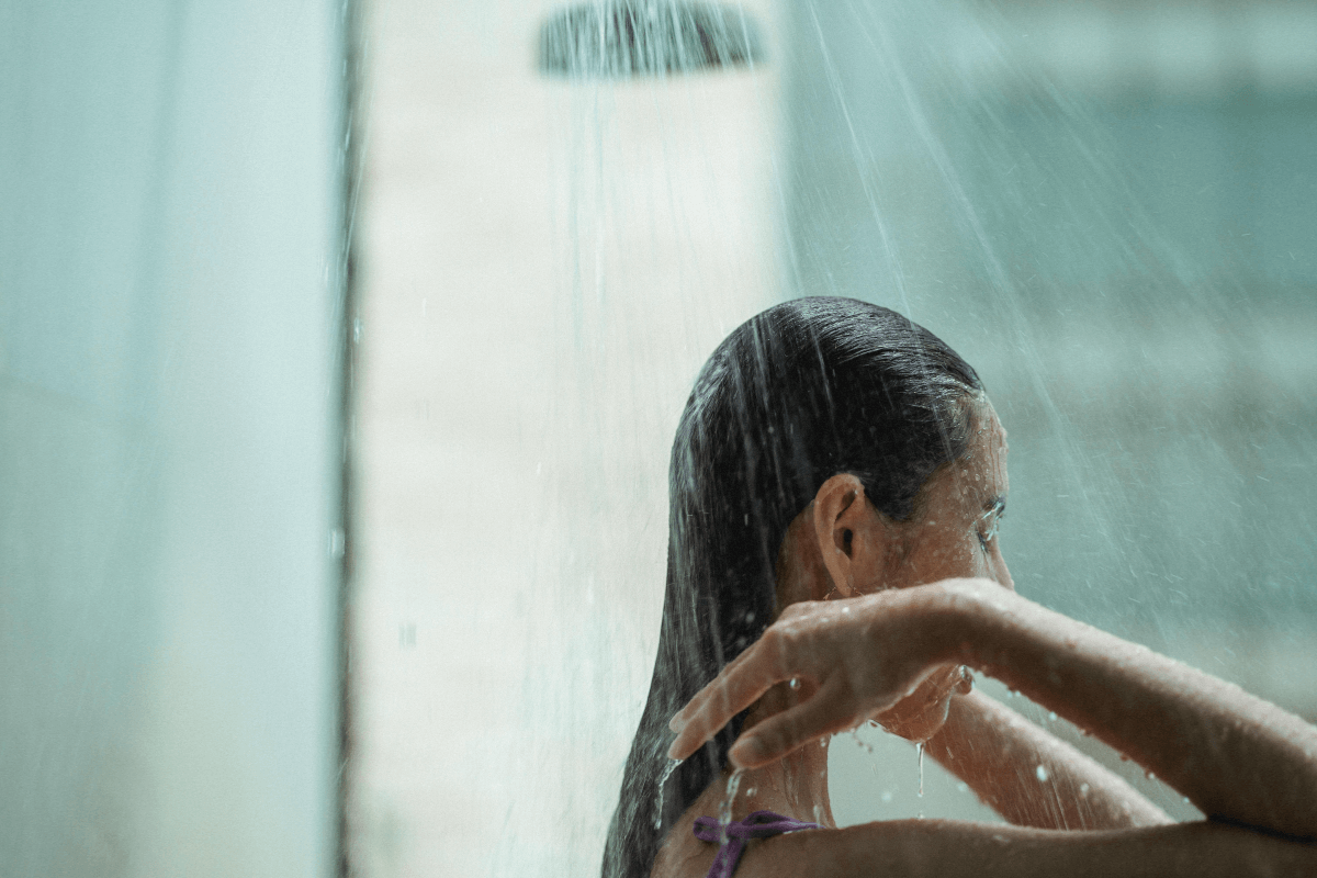 teen showering